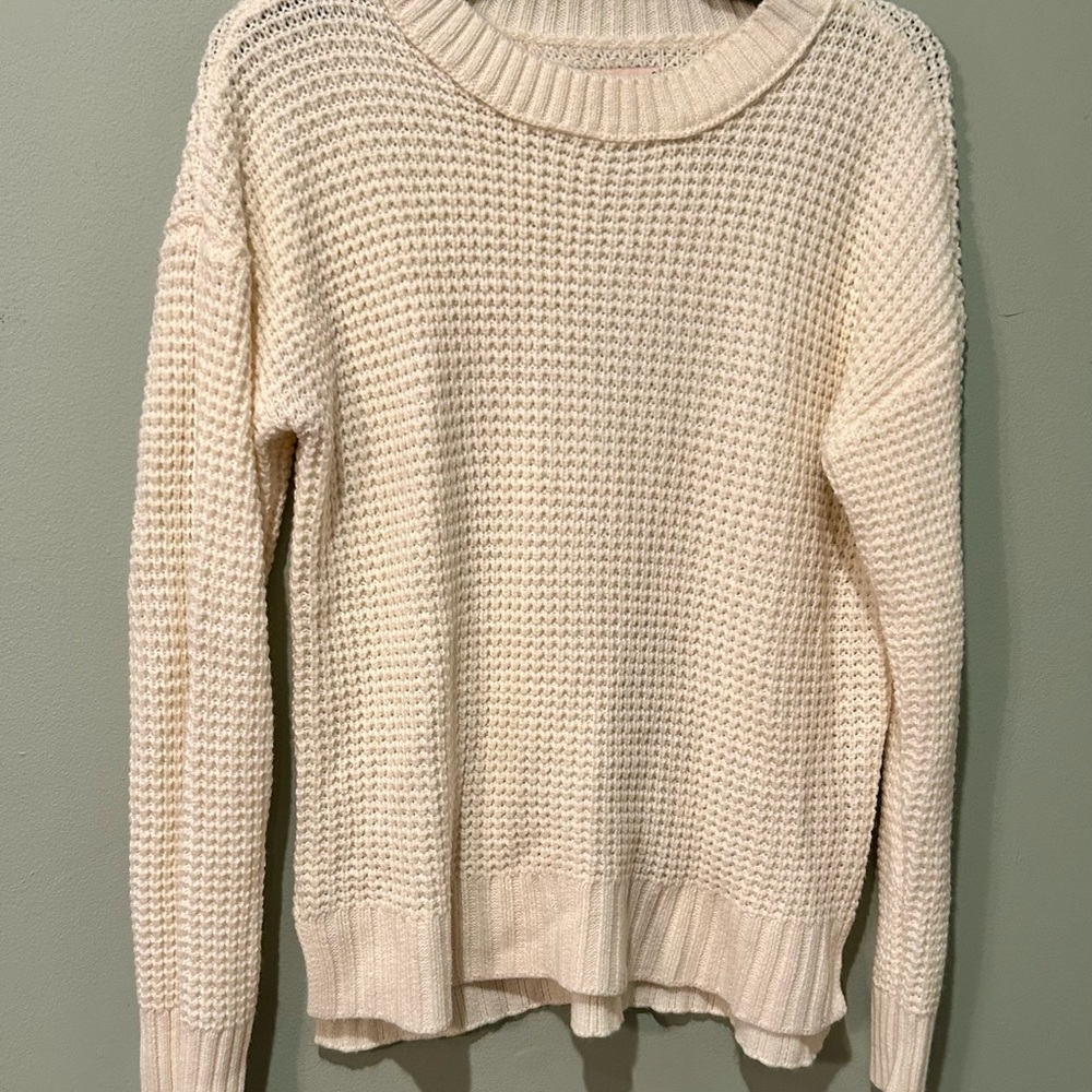 Juniors' SO® Waffle Crewneck Sweater Green Size Small
